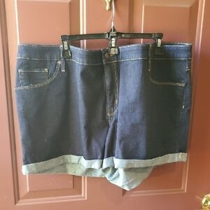 Ava & Viv MIDI Blue Jean Shorts with Cuffed Hem 24W NWOT